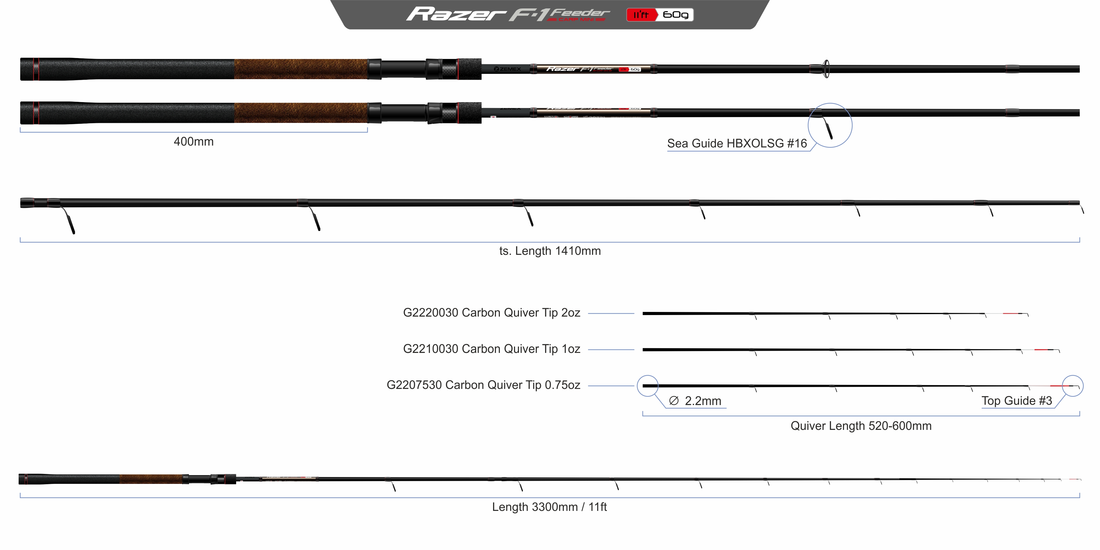 RAZER F-1 Feeder 11 ft - 60 g