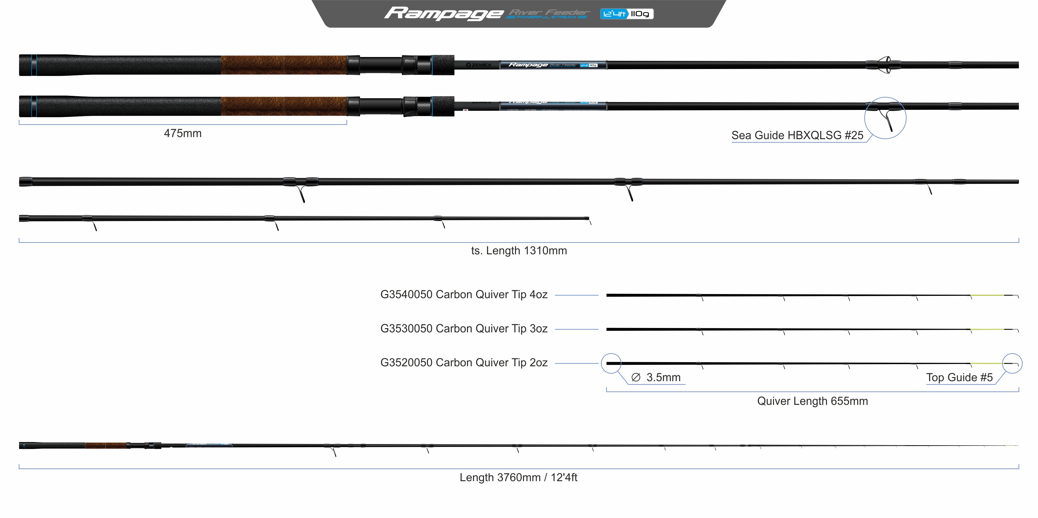 RAMPAGE River Feeder 12.4 ft - 110 g