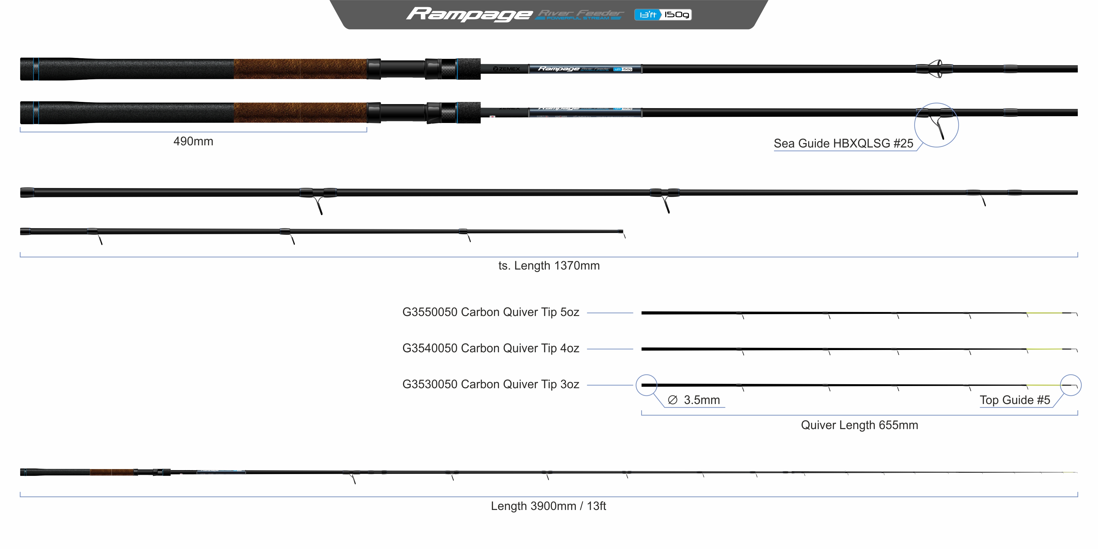 RAMPAGE River Feeder 13 ft - 150 g